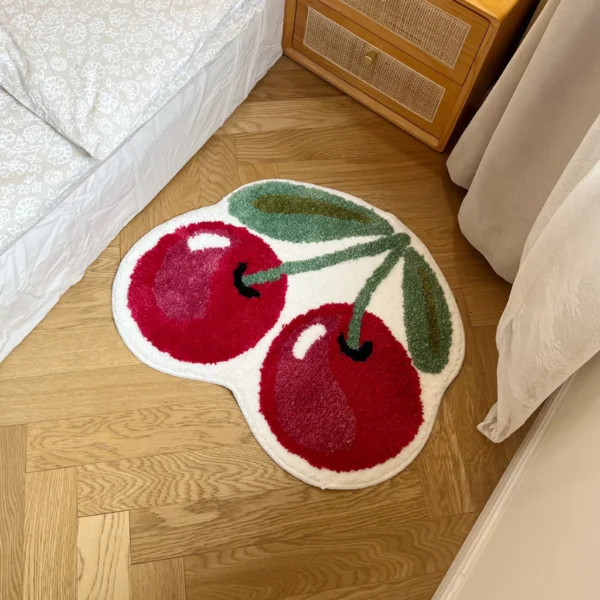 Cute Cherry Handmade Tufting Rug Door Mat Soft Fluffy Room Bedsize Rug