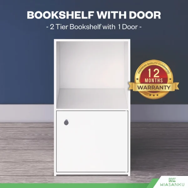 2 Tier Bookshelf with 1 Door