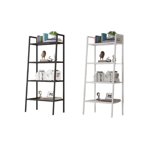 4 Tier Metal Bookshelf Slanted Bookshelf Multi Function Storage Multifunctional Rack