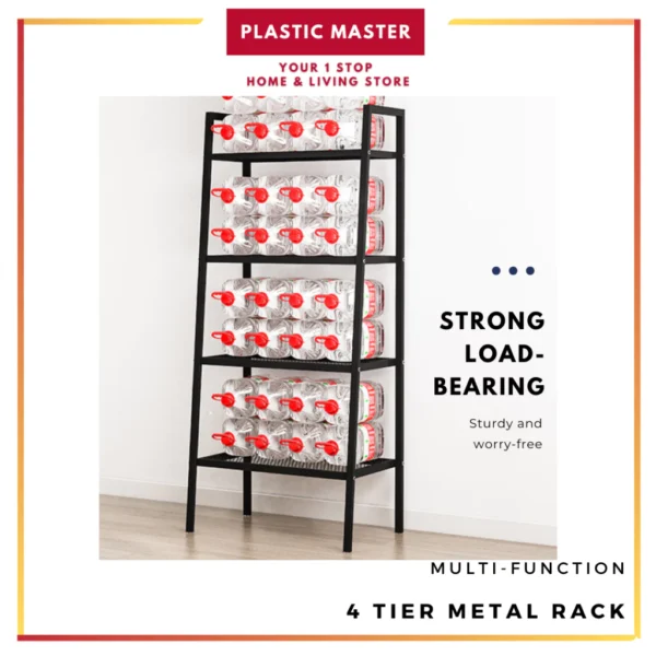 4 Tier Metal Bookshelf Slanted Bookshelf Multi Function Storage Multifunctional Rack