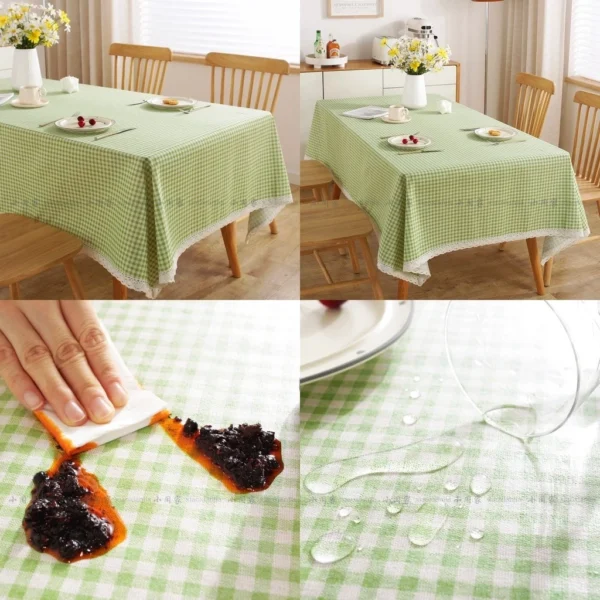 Cotton Linen Tablecloth Plaid Kindergarten Waterproof