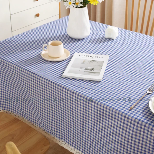 Cotton Linen Tablecloth Plaid Kindergarten Waterproof