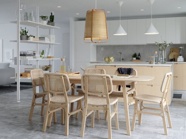 Dining table light bamboo 180x90 cm